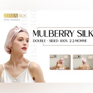 ZIMASILK blush 22 Momme 100% Mulberry Silk Sleep Cap for Women